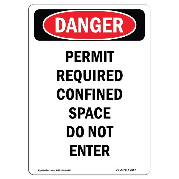 Signmission OSHA Danger Sign, Permit Required Confined Space, 5in X 3.5in Decal, 3.5" W, 5" H, Portrait OS-DS-D-35-V-2157